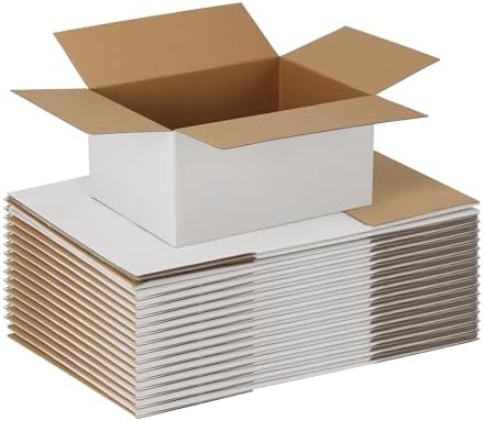 EXYGLO 15 Pack 12x9x6 Shipping Boxes for Small Business, White Corrugated Cardboard Small Box for Packaging, Moving, Mailing, and Storing by EXYGLO