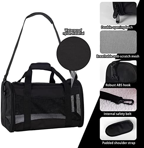 Cat Carrying Case - Pet Carrier Airline Approved, Protable and Breathable Pet Travel Carrier Removable Fleece Pad, Collapsible Cat Carrier Dog Carrier for Medium Cats Small Cats Dogs (X-Large, Black) - Image 4