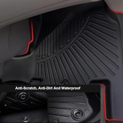 All Weather Floor Mats for Honda Odyssey 2017 2016 2015 2014 2013 2012 2011 Mini Passenger Van TPE Rubber Liners Odyssey Odorless Anti-Slip Car Floor Liners-1st & 2nd & 3rd Row & Cargo Mat Full Set - Image 3