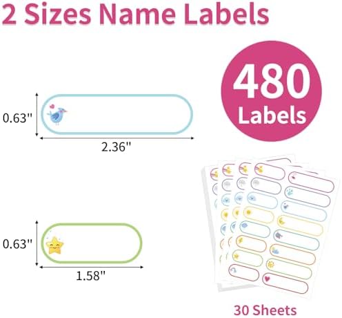 480 Pcs Waterproof Labels for Kids Stuff Daycare Name Bottle Essentials - Image 2