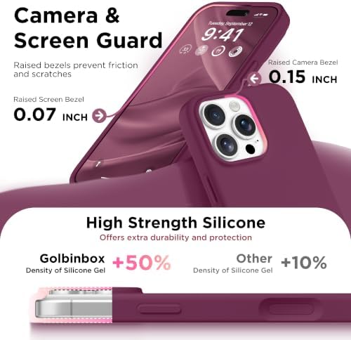 GolbinBox Magnetic for iPhone 16 Pro Max Case, Silicone Cover, Deep Red - Image 5