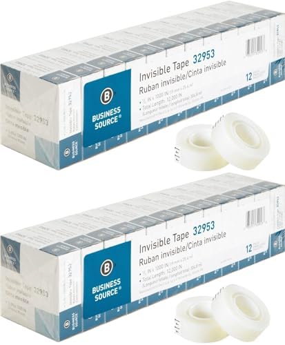 Business Source BSN32953 Premium Invisible Tape, Clear (12 per Pack, Pack of 2) by BusinessSource