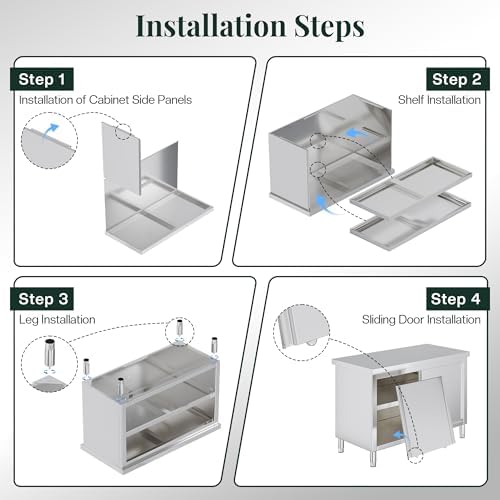 Jocisland 36-Inch Stainless Steel Work Table with Cabinet - Image 7