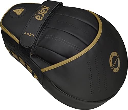 RDX Boxing Pads Curved Focus Mitts, Maya Hide Leather Kara Hook and jab Training Pads, Adjustable Strap Ventilated, MMA Muay Thai Kickboxing Coaching Martial Arts Punching Hand Target Strike Shield - Image 4