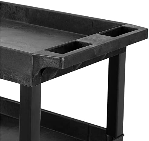 Stand Steady Tubstr 4 Shelf Utility Cart Supports Up to 300 lbs - Heavy-Duty Plastic Service Push Cart with Deep Shelves and 4" Casters, for Offices, Warehouse Storage, Garage (Black, 35 x 18 x 50) - Image 7