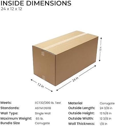 (24 x 12 x 12) - (25 Pack) Corrugated Cardboard Boxes for shipping and moving up to 65 lbs - Image 2