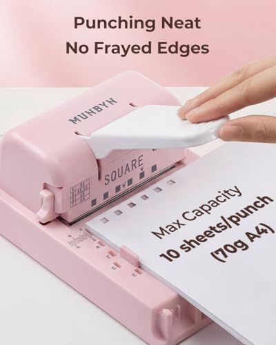 MUNBYN Multi Binding Machine with 2 Detachable Heads(Disc & Square), Pink - Image 5