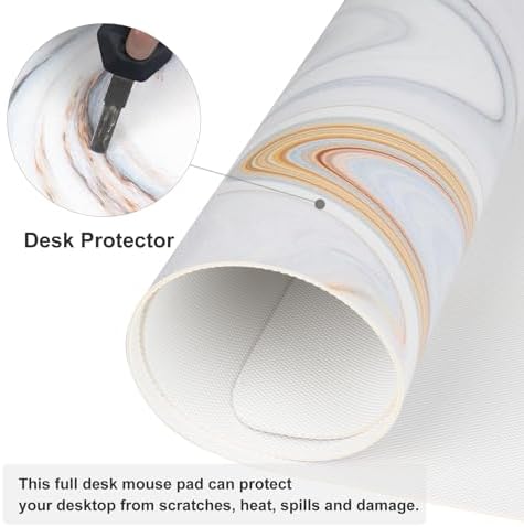 QiyI PU Leather Large Mouse Pad, Office Decor, 31.5" x 15.7", Grey Striped - Image 4