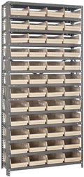 Quantum Storage Systems 1875-108IV Steel Shelving Unit with 4" Shelf Bins, 18" D x 36" W x 75" H, Ivory by QuantumStorageSystems