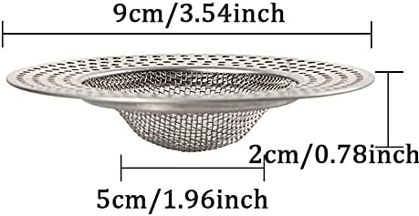 2pcs Heavy Duty Stainless Steel Slop Basket Filter Trap,3.54" Top / 1.65" Mesh Metal Sink Strainer,Perfect for Kitchen Sink/Bathroom Bathtub Wash Basin Floor Drain Balcony Drain Hole,Utility - Image 2