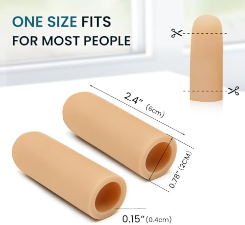 Povihome Finger Cots Protectors - Moisturizing Thumb and Finger Covers - Thickend Version - Elastic Cracked Silicone Finger Sleeves to Protect Cracked, Peel Finger and Other Finger Pain (Beige, 10PCS) - Image 2
