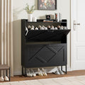 Nicetree Shoe Storage Cabinet with 2 Flip Drawers, Entryway Cabinet, Black by Nicetree