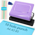 10 Hole Punch Binding Machine Kit for Planner (Purple) with 10 Multi-Color Spiral Coils, Adjustable A4 A5 B5 Paper Puncher, DIY Notebook Scrapbook Maker for Home Office School Organization by Unknown