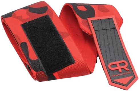PR Personal Record Elbow Wraps for Weightlifting - Heavy Duty Construction, 25% More Elasticity, Reinforced Stitching, Extra Wide Fastener, Easy to Adjust, (Red Camo) - Image 4