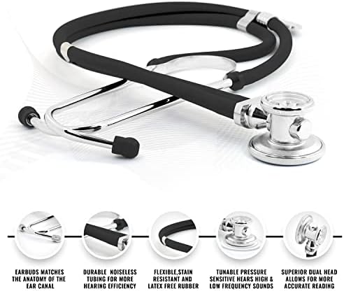 ASA TECHMED Nurse EMT Starter Pack Stethoscope, Blood Pressure Monitor and Trauma 7.5" EMT Shear Ideal Gift for Nurses, Medical Students, Firefighters, Police and Personal Use (Black) Standard - Image 2