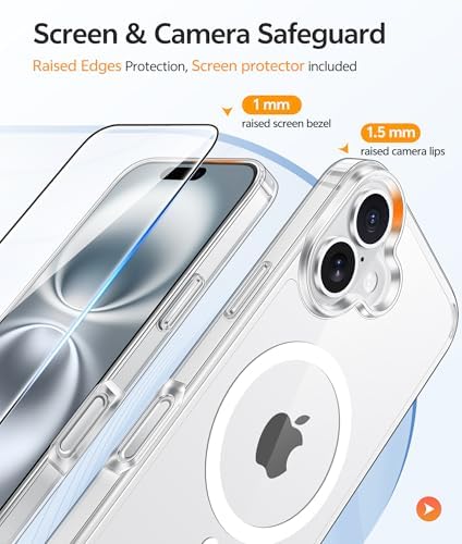 FNTCASE for iPhone 16 Case Clear,Fit for Magsafe, Screen Protector - Image 4