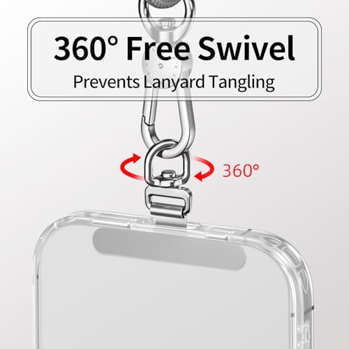 saxsion Phone Tether Tab & Lanyard Tab, 360° Swivel Clip - Ultra Thin Stainless Steel Universal Patch for All Phone Cases - Image 4