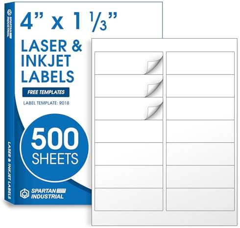4" X 1.33" Matte White Printable Address Labels (500 Sheets, 7000 Stickers) by SpartanIndustrial