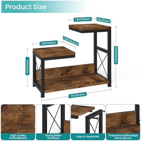 ELITEROO Desktop Shelf Organizer, 3 Tier Office Shelves, Wood Desk Organizers Storage Rack and Freestanding Display Shelf for Office, Dormitory, Home, Rustic Brown - Image 3