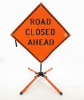 Traffic Roll-Up Sign Kit with Stand – Collapsible Safety Sign & Heavy-Duty Portable Stand, High Visibility, Easy Setup (Road Closed Ahead, Non-reflective) by EASTERNMETALSIGNSANDSAFETY
