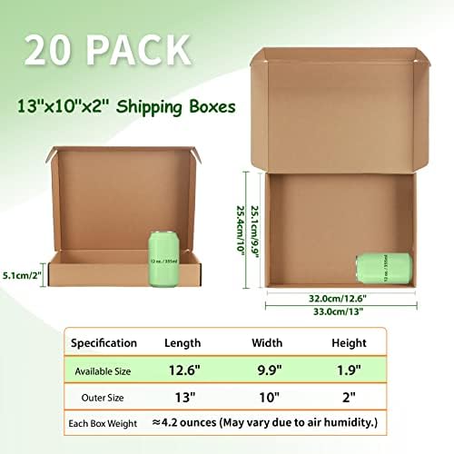 13x10x2 Cardboard Shipping Boxes Set of 20, Brown - Image 4