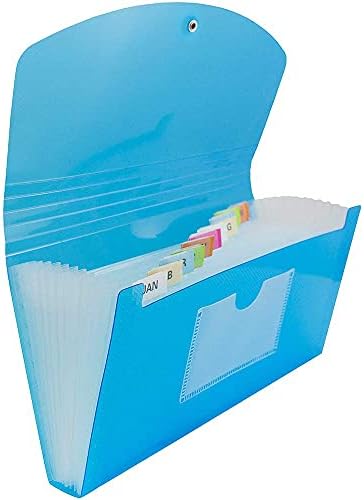 JAM PAPER Accordion Folders - 13 Pocket Plastic Expanding File - Check Size - 5 x 10 1/2 - Blue - Sold Individually by JAMPaper
