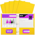 Better Office Products Yellow Paper 2 Pocket Folders with Prongs, 50 Pack, Matte Texture, Letter Size Paper Folders, 50 Pack, with 3 Metal Prong Fastener Clips, Yellow by BetterOfficeProducts
