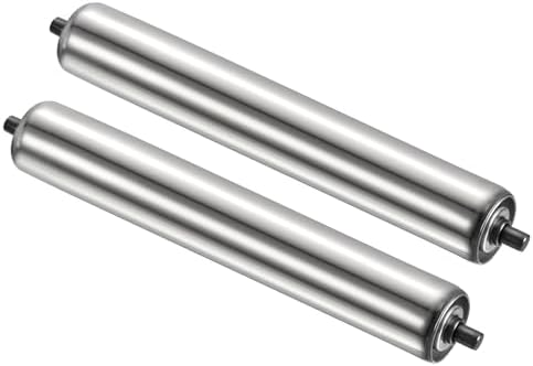 PATIKIL Conveyor Roller 3.5" Diameter 18" Length, 2 Pack Stainless Steel Transmission Replacement Part Galvanized End, Silver by PATIKIL