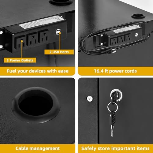 DWVO AV Cart with Locking Cabinet for Projector Laptop Presentation Black - Image 4