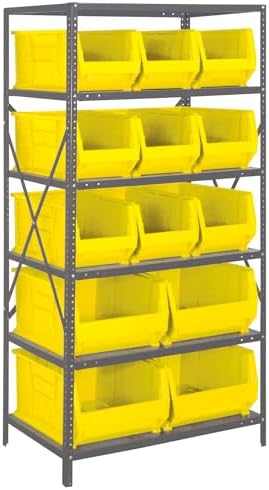 Quantum Storage Systems Wire Shelving Unit W/13 Yellow Bins by QuantumStorageSystems