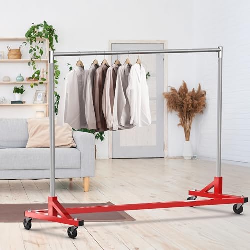 Simple Houseware Industrial Grade Z-Base Garment Rack, 63" W/500Lb, Red - Image 3