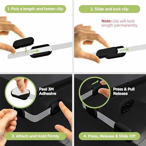 SKYLA HOMES Child Safety Cabinet Locks, Black, 2 Pack - Image 3