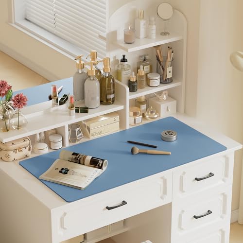 Aothia Faux Leather Desk Mat – Large Mouse Pad, Non-Slip PU Leather Blotter, Waterproof Writing Surface for Office and Home (Denim Blue, 47.2" x 23.6") - Image 6