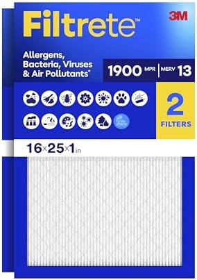 Filtrete 16x25x1 in. Air Filter, MERV 13, MPR 1900, 2 HVAC Filters by Filtrete
