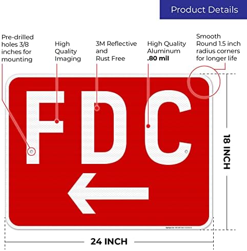 FDC Left Arrow Sign, Red Background, - Image 3