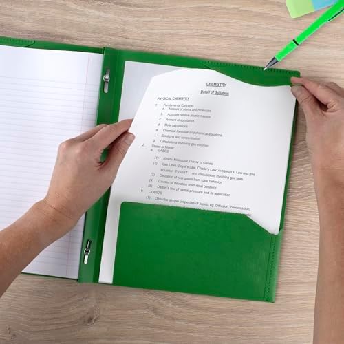 Five Star 2-Pocket Plastic Folder with Stay-Put Tabs and Prong Fasteners, Holds 8.5" x 11" Paper, Assorted Colors, 4 Pack (340300A) - Image 6