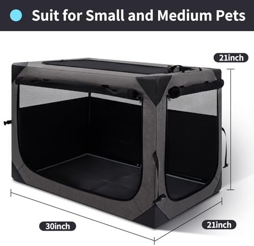 Zikopomi 30 Inch Portable Soft Foldable Dog Crate Dark Grey - Image 4