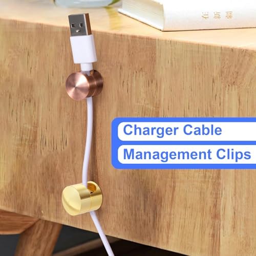 SmallCat 3 Sets Charger Holders for Cords, Adjustable Cable Anchor Holders, Adhesive Metal Cord Clips, Cable Management Wire Organizers for Desk, Office, Nightstand - Gold, Red Bronze, Silver - Image 5