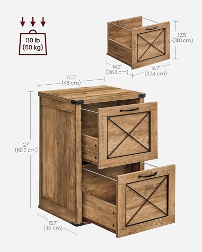 VASAGLE File Cabinet with 2 File Drawers, Printer Stand, Fit A4 Letter Size - Image 2