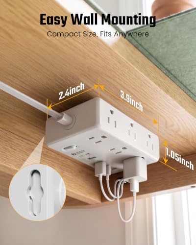25Ft Long Extension Cord, PD20W, 6 outlets, 2A2C, Flat Plug Surge Protector - Image 7