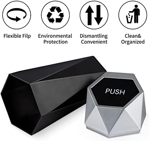 JUSTTOP Car Trash Can with Lid, Mini Diamond Design Portable Trash Can, Plastic Material and Multipurpose Organizers for Car,Home,Office(Silver) - Image 2