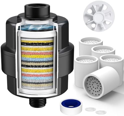 SR SUN RISE Shower Filter for Hard Water, 5 Cartridges, Black by SRSUNRISE