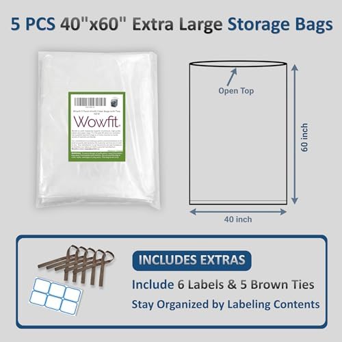 Wowfit Extra Large Storage Bags for Car Seat & Luggage, 40x60, 5 CT, 2 Mil - Image 2