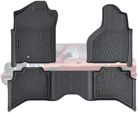 TPE Floor Mats for 2002-2008 Ram 1500 Crew Cab (Quad Cab) | for 2003-2009 Ram 2500/3500 Crew Cab All Weather Car Floor Liners Fit 2002-2008 Dodge 1500 Accessories Black by SANBAN-AXE