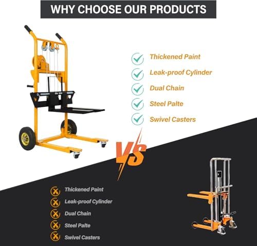 Apollo Material Lift Stacker, Pallet Truck Dolly 440lbs Cap. 35.4" Max Lift - Image 5