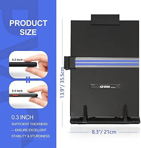 Desktop Document Holder Stand with 7 Adjustable Positions, Black Metal File Organizer Management Copyholder for Typing Speech Reading A4 Letter Music Book Tablet Office, with Paper Clip and Line Guide - Image 6