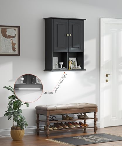 HAIOOU Bathroom Wall Cabinet with Motion Sensor Light, 23.6 Inch - Black - Image 7