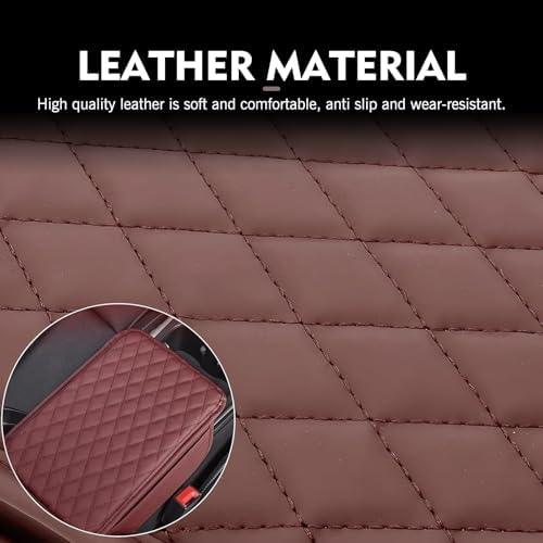 Car Center Console Cover, PU Leather Armrest Box Cushion with 2 Side Storage Bags, 11.81" x 7.87" Car Interior Arm Rest Decor Mat, Universal for Most Cars (Red) - Image 4