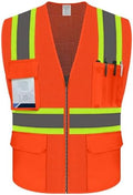 Safety Vest with Pockets, Hi Vis Construction Vest, Orange, S by UnoMejor