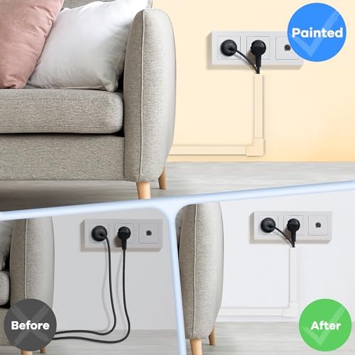 126in(8 x L15.7in) Cord Hider Kit, Wire Covers for TV on Wall, Paintable Cable Management Kit, Cable Cover for Mounted TV, Hide Wires Along Wall, Grey Cord Cover, W0.95in H0.55in - Image 6